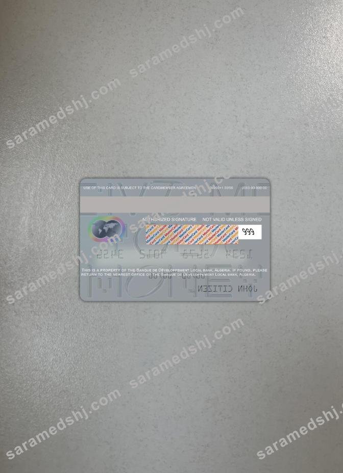 Algeria Banque de Développement Local mastercard photolook back